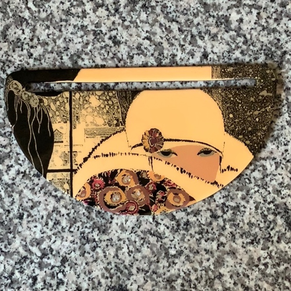 Vintage Patricia Smith Moon Bag Clutch interchangeable Lacquer Plaque